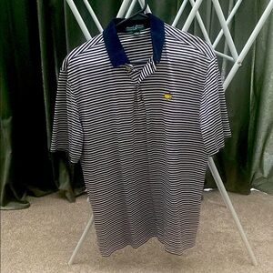 Augusta Sportswear Navy and White Striped Polo